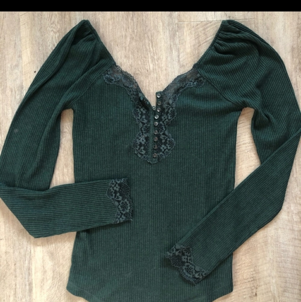 Free People lace trim thermal top L